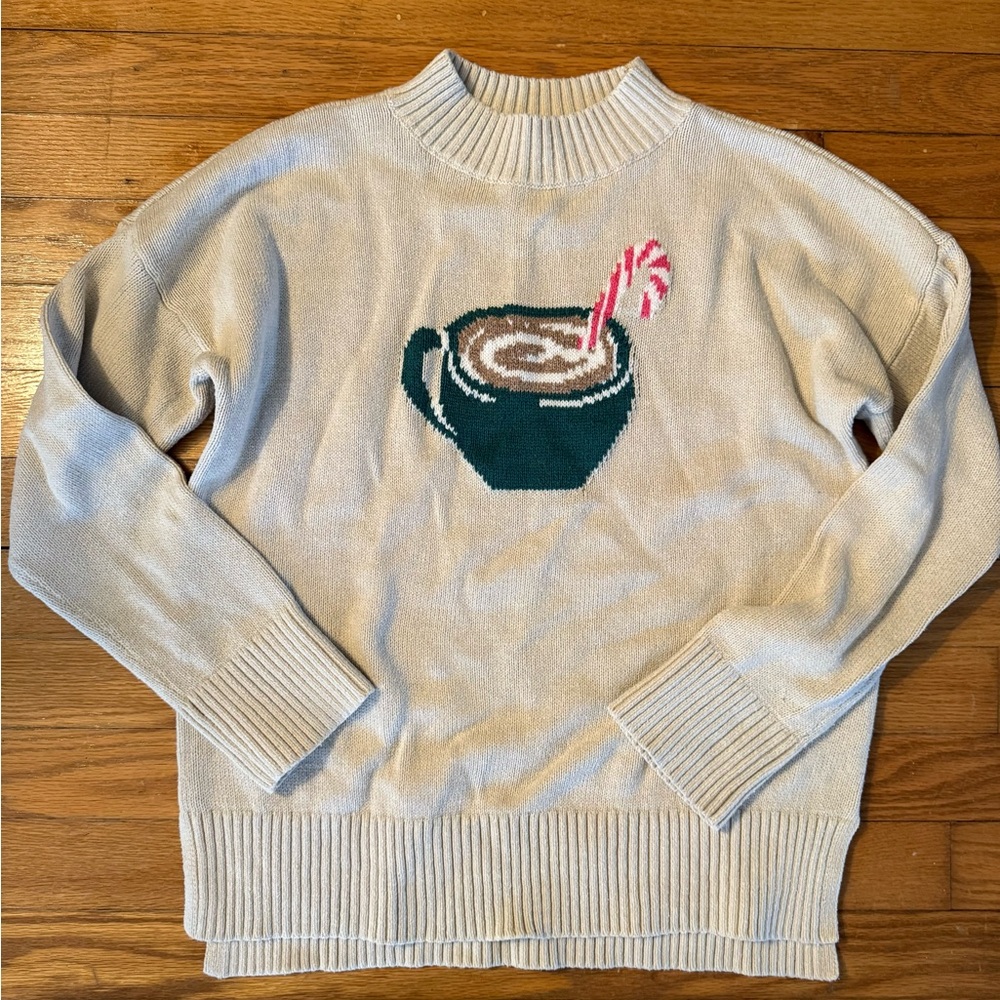 Abercrombie Kids holiday hot cocoa Cream Knit Sweater Size 11/12